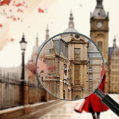 Quadro Moderno Città Astratto Donna In Cappotto Rosso In Una Città Autunnale ct8 quadro stampato su tela