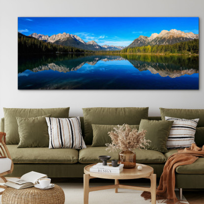 Quadro Montagne Lago Di Braies Con Acqua Cristallina E Spettacolari Cime Montuose mow1 quadro stampato su tela