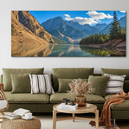 Quadro Montagne Lago Limpido Che Riflette La Maestosa Catena Montuosa mow6 quadro stampato su tela