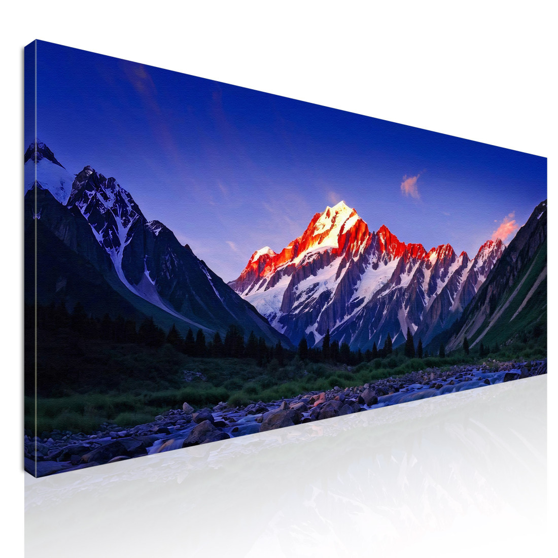 Quadro Montagne Le Scintillanti Vette Del Monte Bianco Illuminate Dal Crepuscolo Dorato mow9 quadro stampato su tela