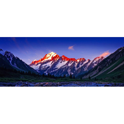 Quadro Montagne Le Scintillanti Vette Del Monte Bianco Illuminate Dal Crepuscolo Dorato mow9 quadro stampato su tela