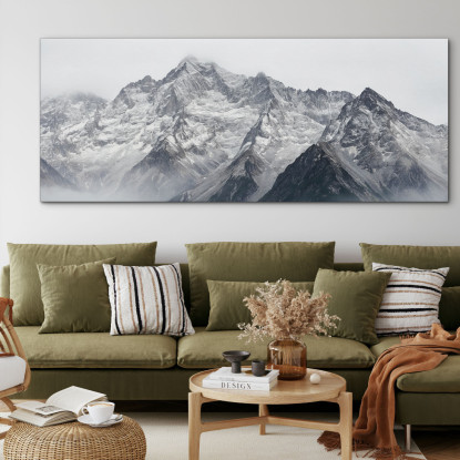 Quadro Montagne Cime Nebbiose Innevate In Inverno Maestà mow19 quadro stampato su tela