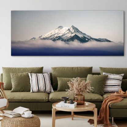 Quadro Montagne Picco Di Montagna Innevato Sopra Le Nuvole Mistiche mow23 quadro stampato su tela