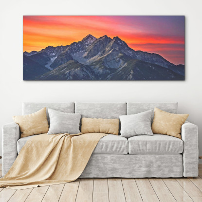 Quadro Montagne Spettacolare Tramonto Sulle Maestose Vette Delle Montagne mow29 quadro stampato su tela
