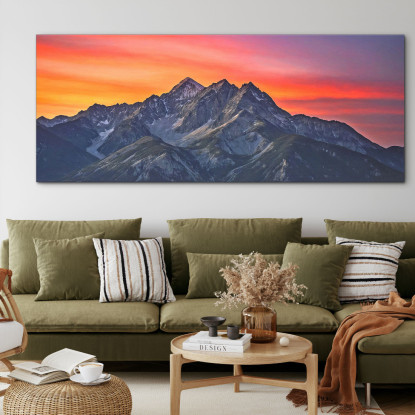Quadro Montagne Spettacolare Tramonto Sulle Maestose Vette Delle Montagne mow29 quadro stampato su tela