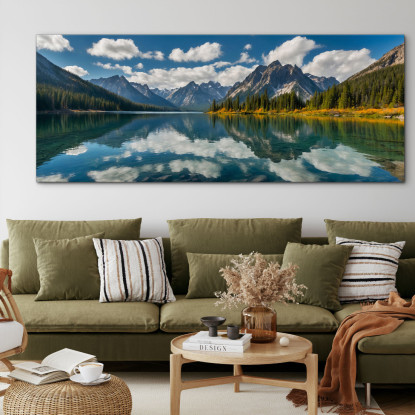 Quadro Montagne Vette Torreggianti Che Si Specchiano Nelle Acque Turchesi mow37 quadro stampato su tela