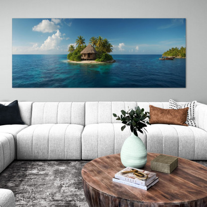 Quadro Paesaggio Mare Paesaggio Tropicale Con Isola E Capanna seal12 quadro stampato su tela