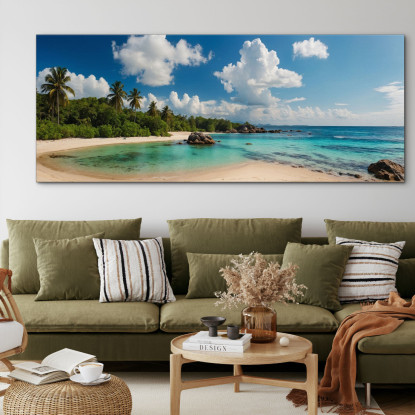 Quadro Paesaggio Mare Paesaggio Tropicale Con Palme E Acque Cristalline seal23 quadro stampato su tela