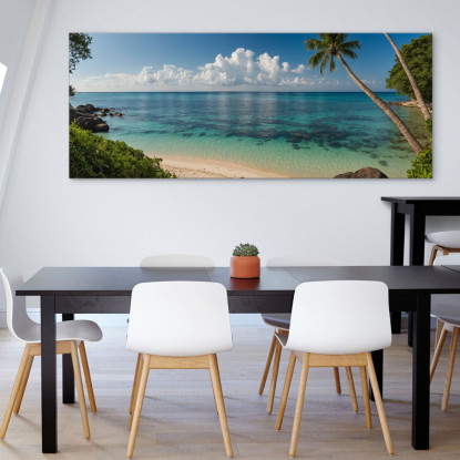 Quadro Paesaggio Mare Spiaggia Tropicale Tranquilla Con Mare Trasparente E Palme Rigogliose seal35 quadro stampato su tela