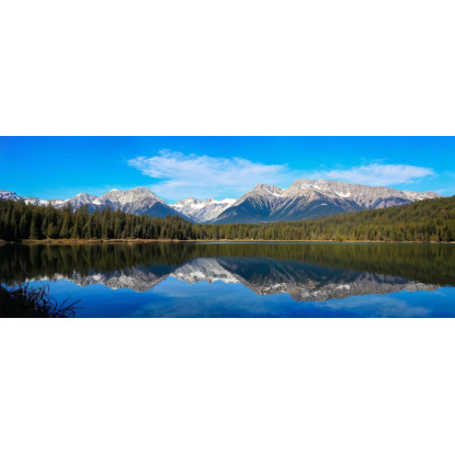 Painting Mountains Serene Mountain Lake With Perfect Reflection Of Snow-Capped Peaks And Pine Forests canvas print
