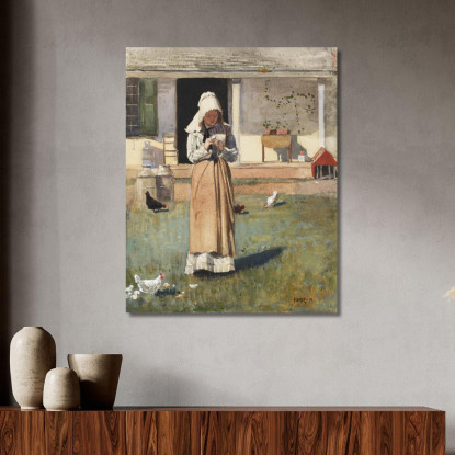 Un Pollo Malato Winslow Homer quadro stampato su tela