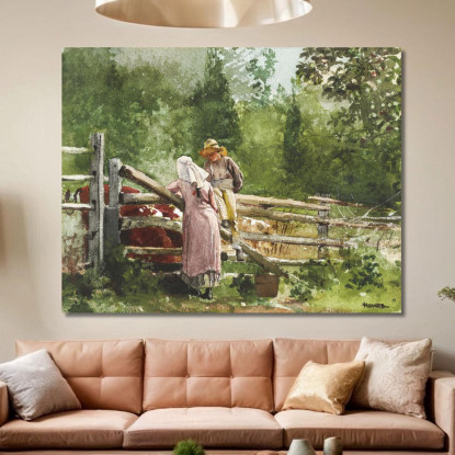 Allattamento Winslow Homer quadro stampato su tela