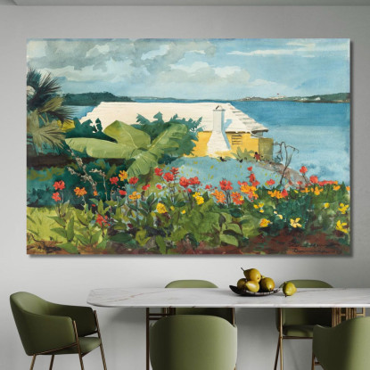 Blumengarten Und Bungalow Bermuda Winslow Homer drucken auf leinwand