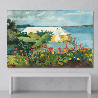 Blumengarten Und Bungalow Bermuda Winslow Homer drucken auf leinwand