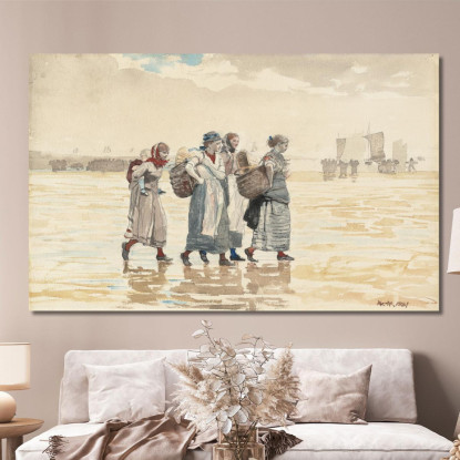Quattro Pescivendole Sulla Spiaggia Winslow Homer quadro stampato su tela