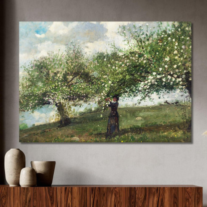 Girl Picking Apple Blossoms Winslow Homer canvas print