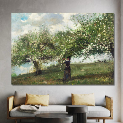 Girl Picking Apple Blossoms Winslow Homer canvas print