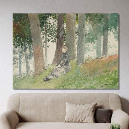 Fille Assise Dans Un Bosquet Winslow Homer tableau impression sur toile