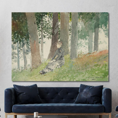 Ragazza Seduta In Un Boschetto Winslow Homer quadro stampato su tela