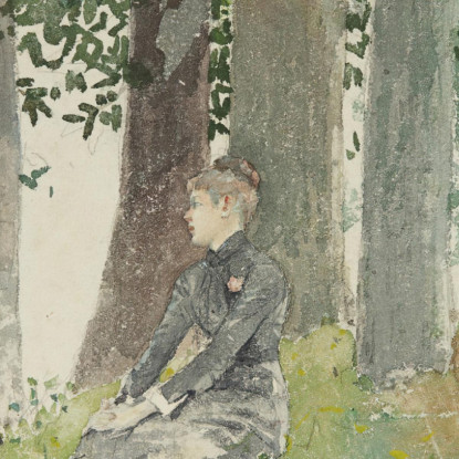 Ragazza Seduta In Un Boschetto Winslow Homer quadro stampato su tela