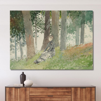Fille Assise Dans Un Bosquet Winslow Homer tableau impression sur toile