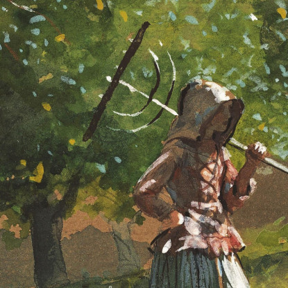 Ragazza Con Rastrello Da Fieno Winslow Homer quadro stampato su tela