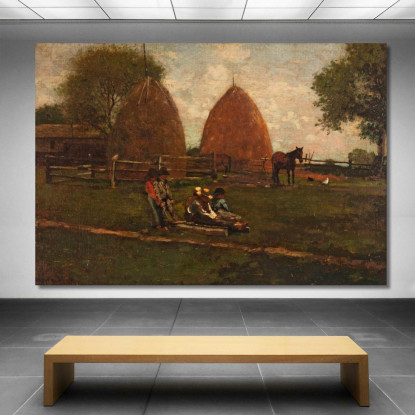 Haystacks And Children Winslow Homer canvas print