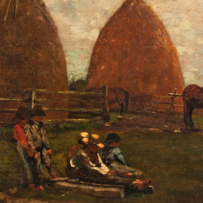 Haystacks And Children Winslow Homer canvas print