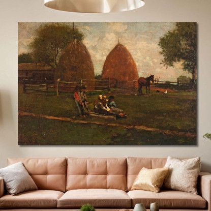 Haystacks And Children Winslow Homer canvas print