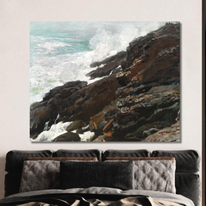 Costa Dell'Alta Scogliera Del Maine Winslow Homer quadro stampato su tela