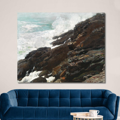 Costa Dell'Alta Scogliera Del Maine Winslow Homer quadro stampato su tela