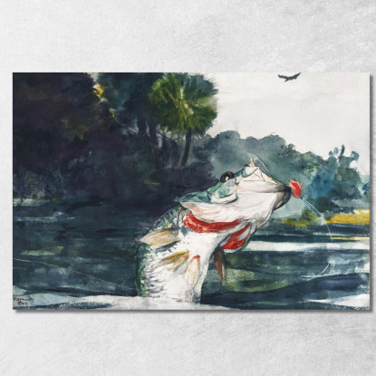 Black Bass Grandeur Nature Winslow Homer tableau impression sur toile