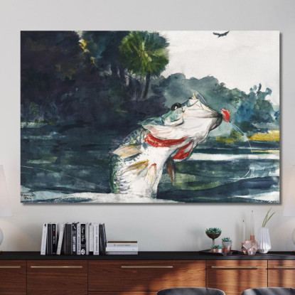 Black Bass Grandeur Nature Winslow Homer tableau impression sur toile