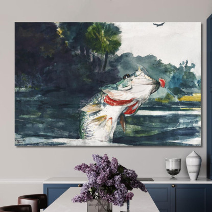 Life-Size Black Bass Winslow Homer canvas print