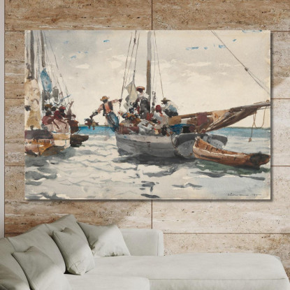 Scena Del MercatoﾠNassau Winslow Homer quadro stampato su tela