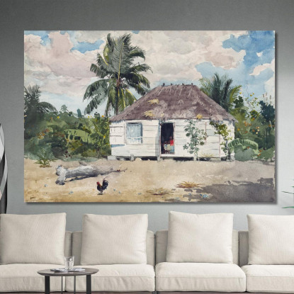 Capanna Nativa A Nassau Winslow Homer quadro stampato su tela