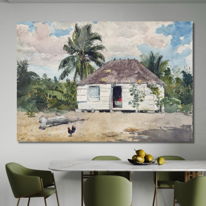 Capanna Nativa A Nassau Winslow Homer quadro stampato su tela
