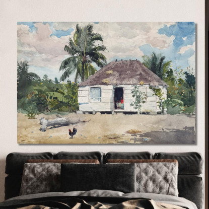 Capanna Nativa A Nassau Winslow Homer quadro stampato su tela