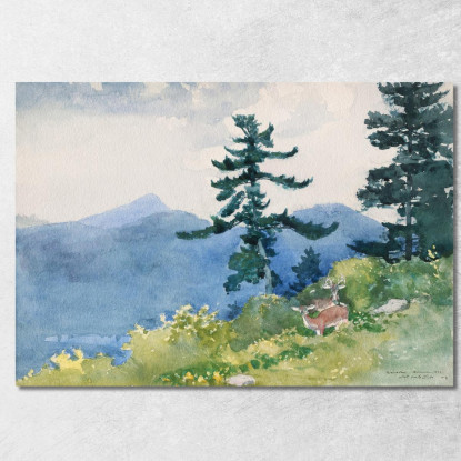 North Woods Club Adirondacks Le Tête-À-Tête Interrompu Winslow Homer tableau impression sur toile