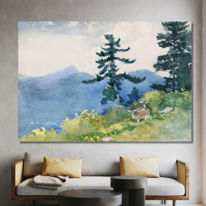 North Woods Club Adirondacks Il Tete-A-Tete Interrotto Winslow Homer quadro stampato su tela