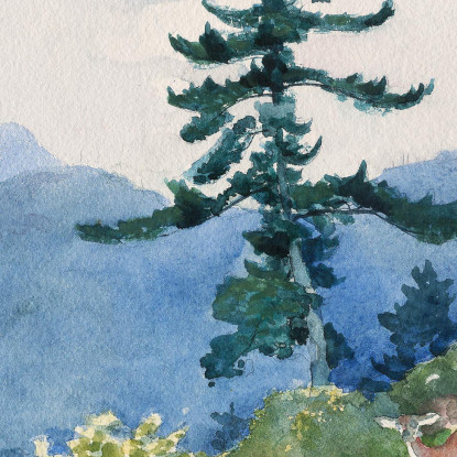 North Woods Club Adirondacks Il Tete-A-Tete Interrotto Winslow Homer quadro stampato su tela