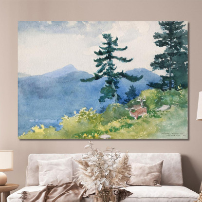 North Woods Club Adirondacks Il Tete-A-Tete Interrotto Winslow Homer quadro stampato su tela