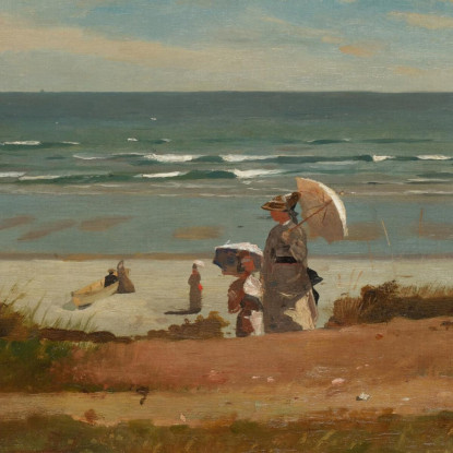 Sur La Plage De Marshfield Winslow Homer tableau impression sur toile