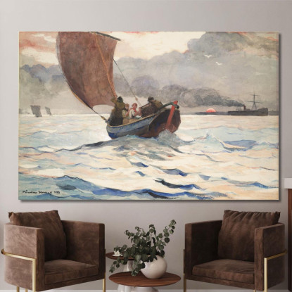 Bateaux De Pêche De Retour Winslow Homer tableau impression sur toile