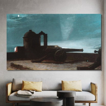 Suchscheinwerfer An Der Hafeneinfahrt Von Santiago De Cuba Winslow Homer drucken auf leinwand