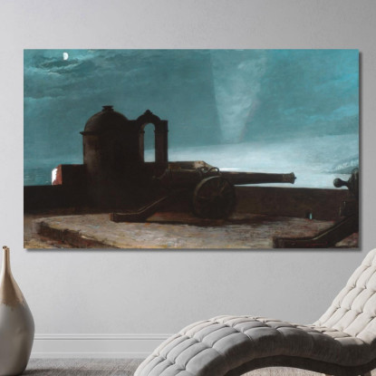 Suchscheinwerfer An Der Hafeneinfahrt Von Santiago De Cuba Winslow Homer drucken auf leinwand