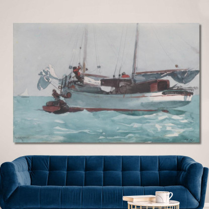 Assunzione Di Provviste Umide Schooner Contrassegnato Newport K. W. Winslow Homer quadro stampato su tela