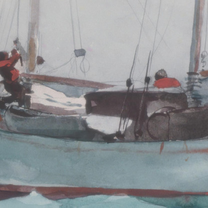 Assunzione Di Provviste Umide Schooner Contrassegnato Newport K. W. Winslow Homer quadro stampato su tela