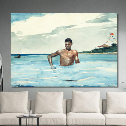 Il Bagnante Winslow Homer quadro stampato su tela