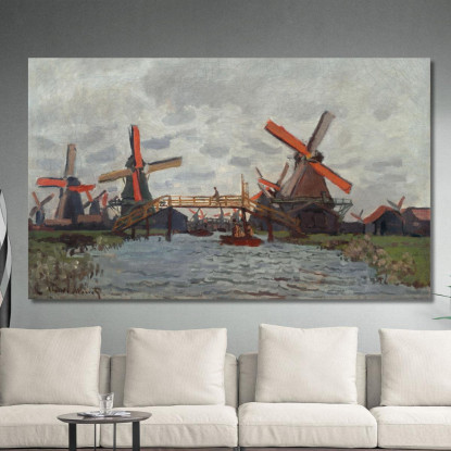 Mulini A Vento Vicino A Zaandam 1871 Claude Monet mnt115 quadro stampato su tela